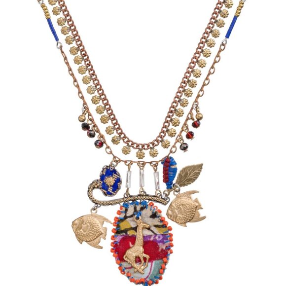 Colorful Statement Necklace with Gold Accents - Picture 1 of 4